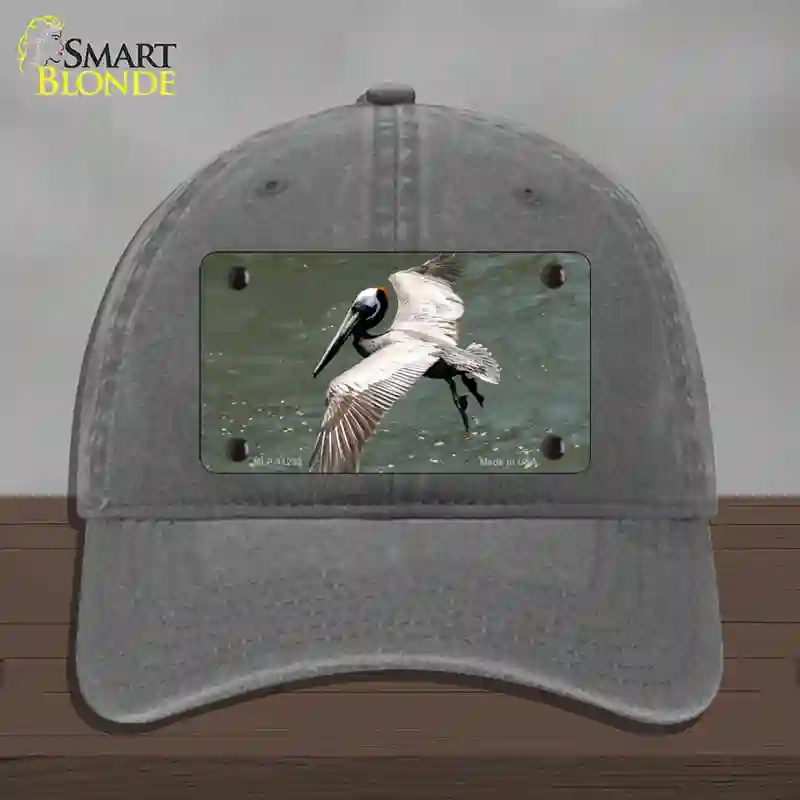 HAT08-MLP-11239 Pelican in Flight Novelty License Plate Hat, Unconstructed Cotton - Charcoal