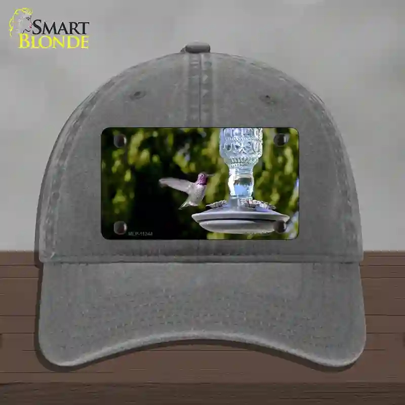 HAT08-MLP-11244 Hummingbird At Feeder Novelty License Plate Hat, Unconstructed Cotton - Charcoal
