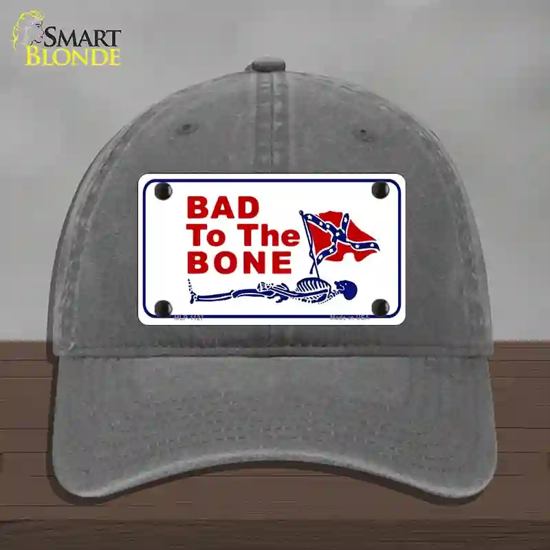 HAT08-MLP-1127 Bad to the Bone Novelty License Plate Hat, Unconstructed Cotton - Charcoal