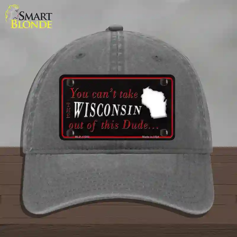 HAT08-MLP-11303 Wisconsin Dude Novelty License Plate Hat, Unconstructed Cotton - Charcoal