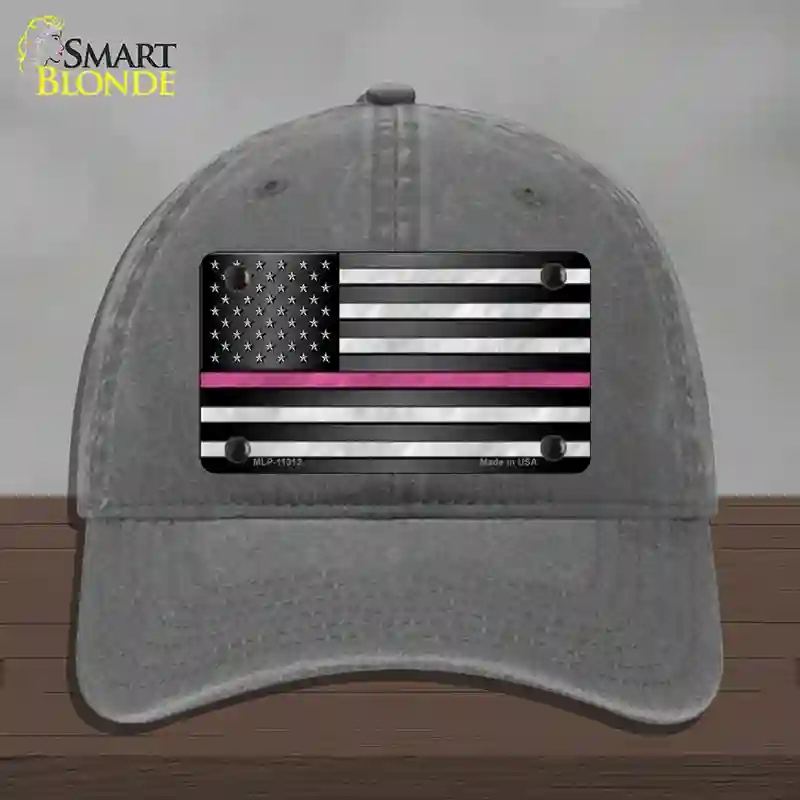 HAT08-MLP-11312 Thin Pink Line Novelty License Plate Hat, Unconstructed Cotton - Charcoal