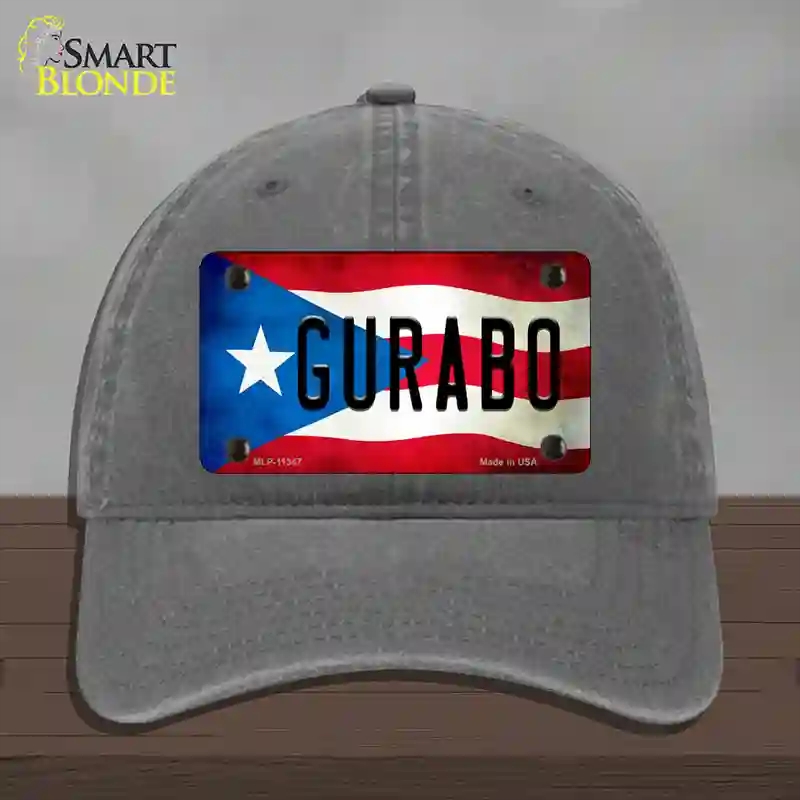 HAT08-MLP-11347 Gurabo Puerto Rico Flag Novelty License Plate Hat, Unconstructed Cotton - Charcoal