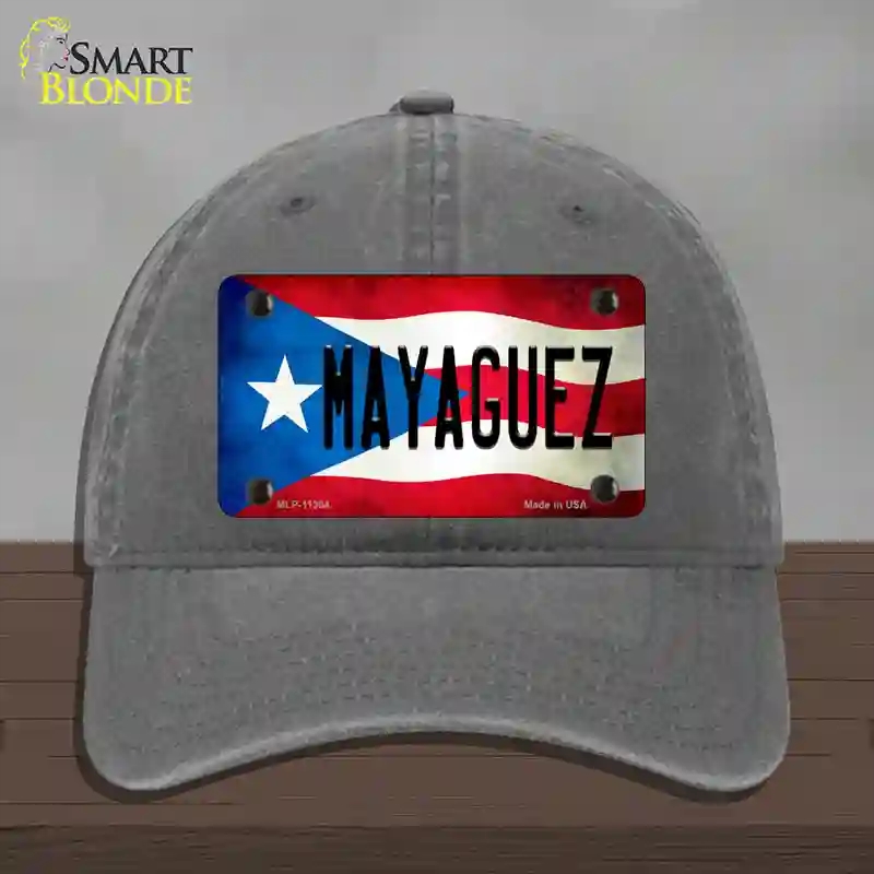 HAT08-MLP-11364 Mayaguez Puerto Rico Flag Novelty License Plate Hat, Unconstructed Cotton - Charcoal