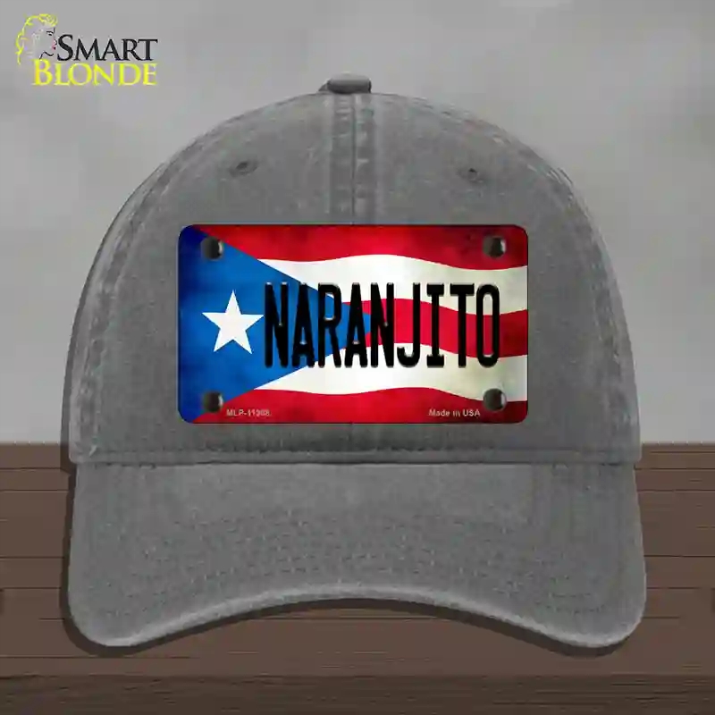 HAT08-MLP-11368 Naranjito Puerto Rico Flag Novelty License Plate Hat, Unconstructed Cotton - Charcoal