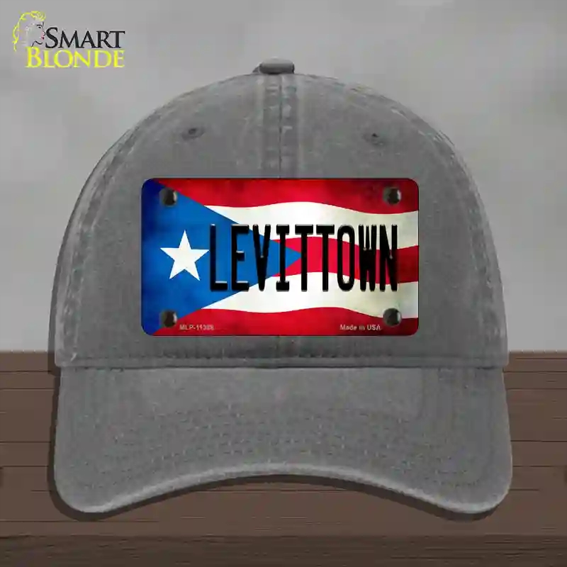 HAT08-MLP-11398 Levittown Puerto Rico Flag Novelty License Plate Hat, Unconstructed Cotton - Charcoal