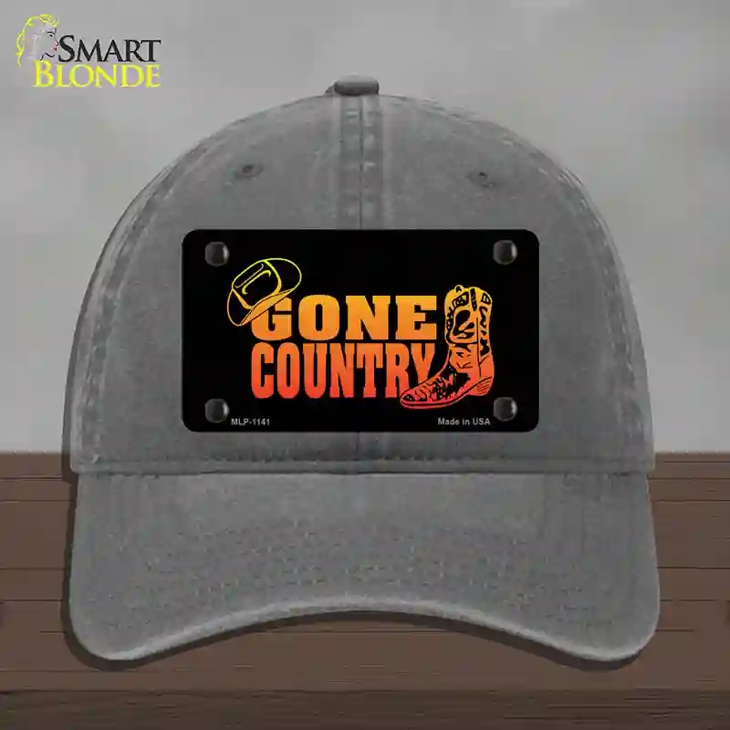 HAT08-MLP-1141 Gone Country Novelty License Plate Hat, Unconstructed Cotton - Charcoal