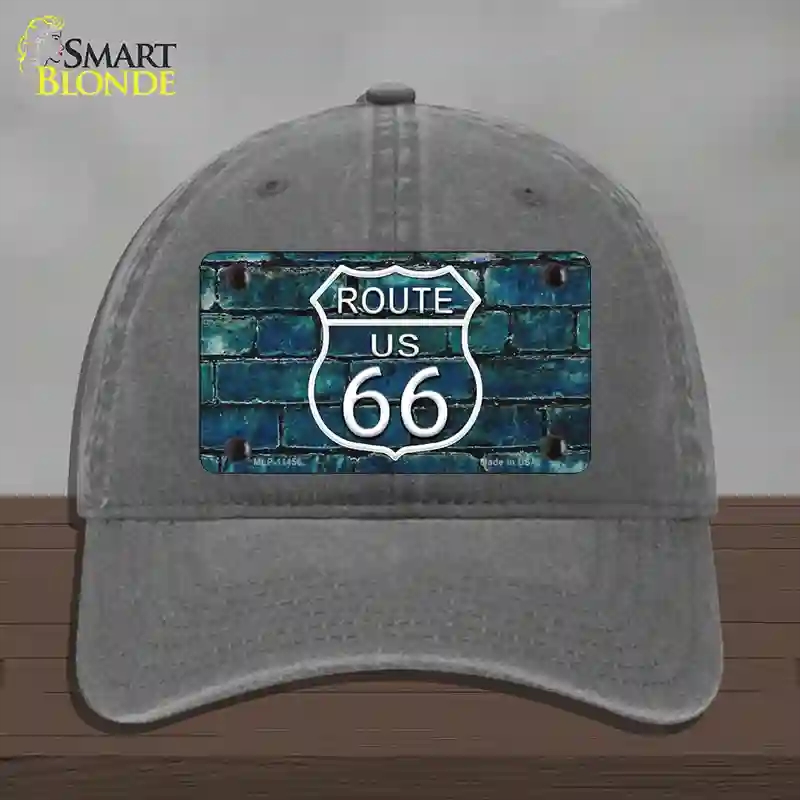 HAT08-MLP-11456 Route 66 Blue Brick Wall Novelty License Plate Hat, Unconstructed Cotton - Charcoal