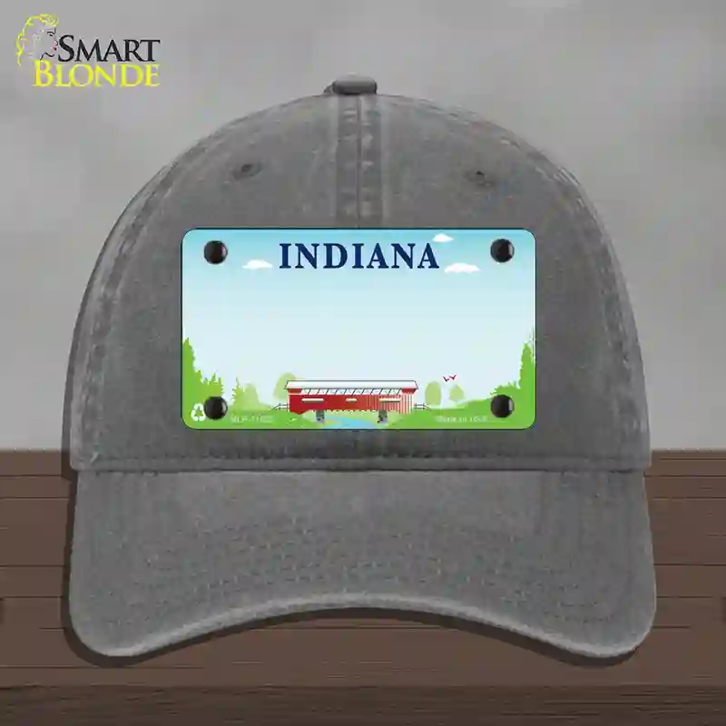 HAT08-MLP-11522 Indiana Recycle State Blank Novelty License Plate Hat, Unconstructed Cotton - Charcoal