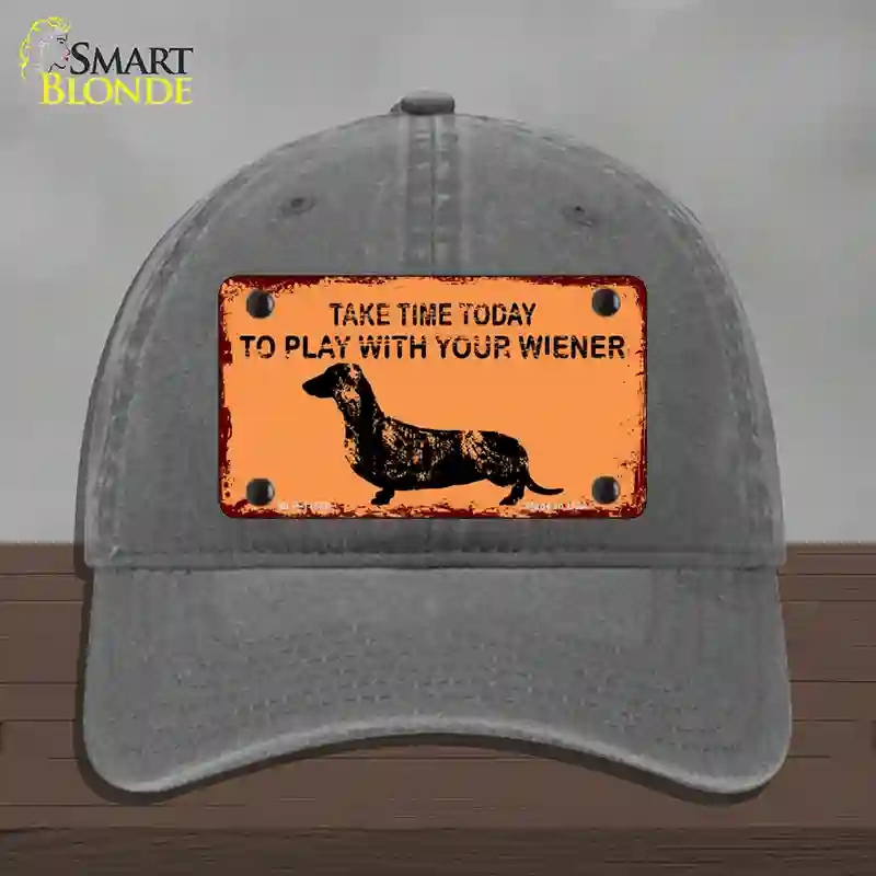 HAT08-MLP-11686 Play with Your Wiener Novelty License Plate Hat, Unconstructed Cotton - Charcoal