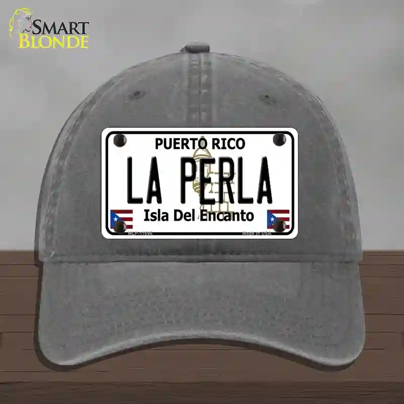 HAT08-MLP-11696 La Perla Puerto Rico Novelty License Plate Hat, Unconstructed Cotton - Charcoal