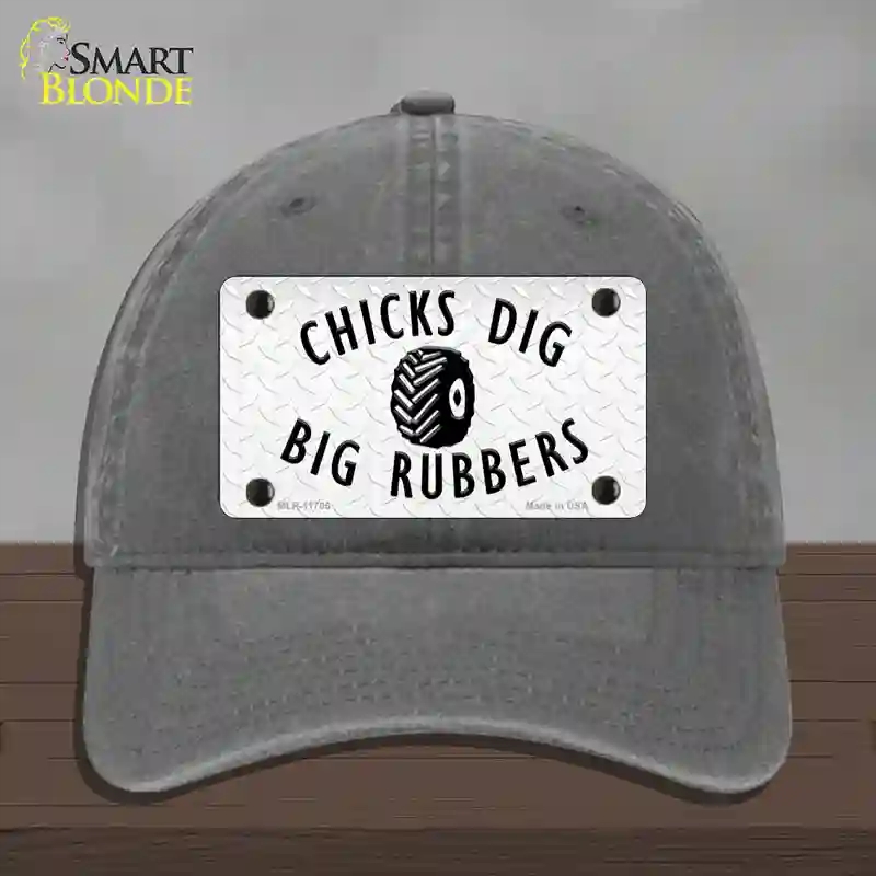 HAT08-MLP-11705 Chicks Dig Big Rubbers Novelty License Plate Hat, Unconstructed Cotton - Charcoal