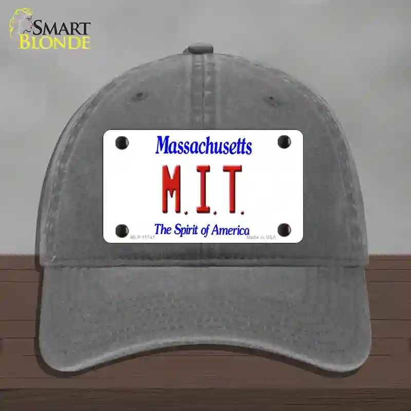 HAT08-MLP-11741 MIT Massachusetts State Novelty License Plate Hat, Unconstructed Cotton - Charcoal
