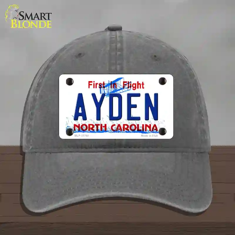 HAT08-MLP-11744 Ayden North Carolina State Novelty License Plate Hat, Unconstructed Cotton - Charcoal