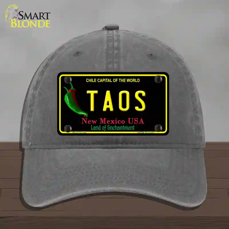 HAT08-MLP-11752 Taos   Mexico Black State Novelty License Plate Hat, Unconstructed Cotton - Charcoal