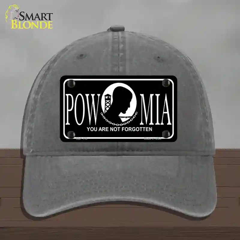 HAT08-MLP-118 POW-MIA Novelty License Plate Hat, Unconstructed Cotton - Charcoal