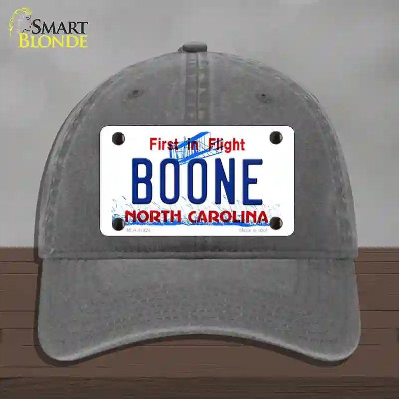 HAT08-MLP-11824 Boone North Carolina Novelty License Plate Hat, Unconstructed Cotton - Charcoal