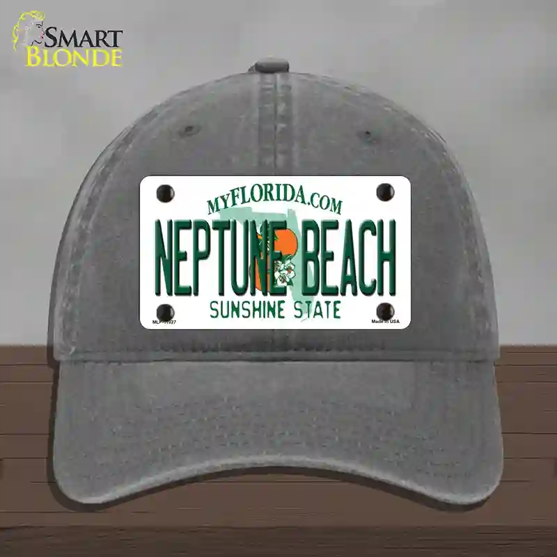 HAT08-MLP-11927 Florida Neptune Beach Novelty License Plate Hat, Unconstructed Cotton - Charcoal