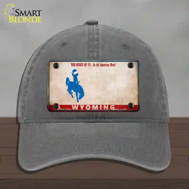 HAT08-MLP-11932 Wyoming Rusty Novelty License Plate Hat, Unconstructed Cotton - Charcoal