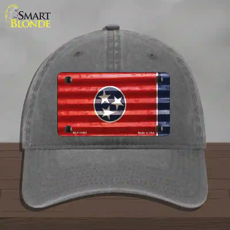 HAT08-MLP-11983 Tennessee Corrugated Flag Novelty License Plate Hat, Unconstructed Cotton - Charcoal