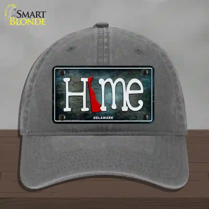 HAT08-MLP-11999 Delaware Home State Outline Novelty License Plate Hat, Unconstructed Cotton - Charcoal