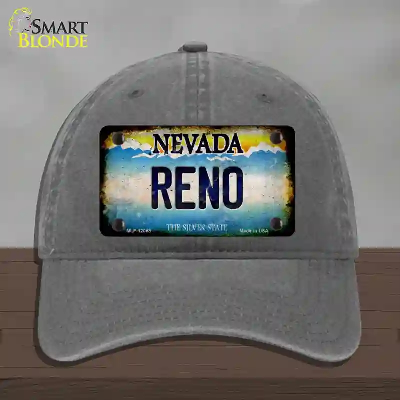HAT08-MLP-12068 Nevada Reno Novelty License Plate Hat, Unconstructed Cotton - Charcoal