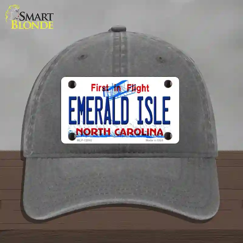 HAT08-MLP-12085 Emerald Island North Carolina State Novelty License Plate Hat, Unconstructed Cotton - Charcoal