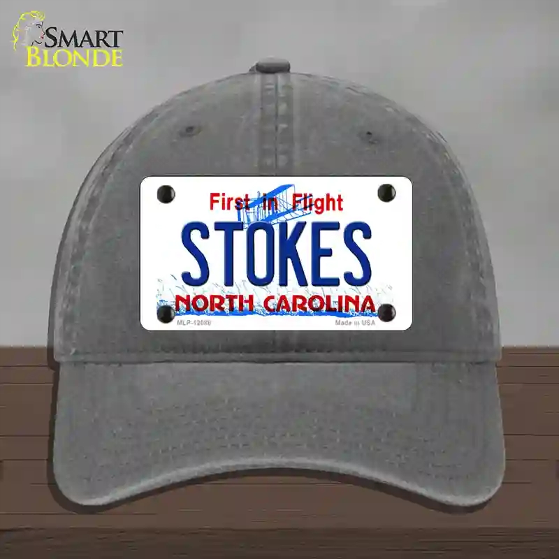 HAT08-MLP-12088 Stokes North Carolina State Novelty License Plate Hat, Unconstructed Cotton - Charcoal