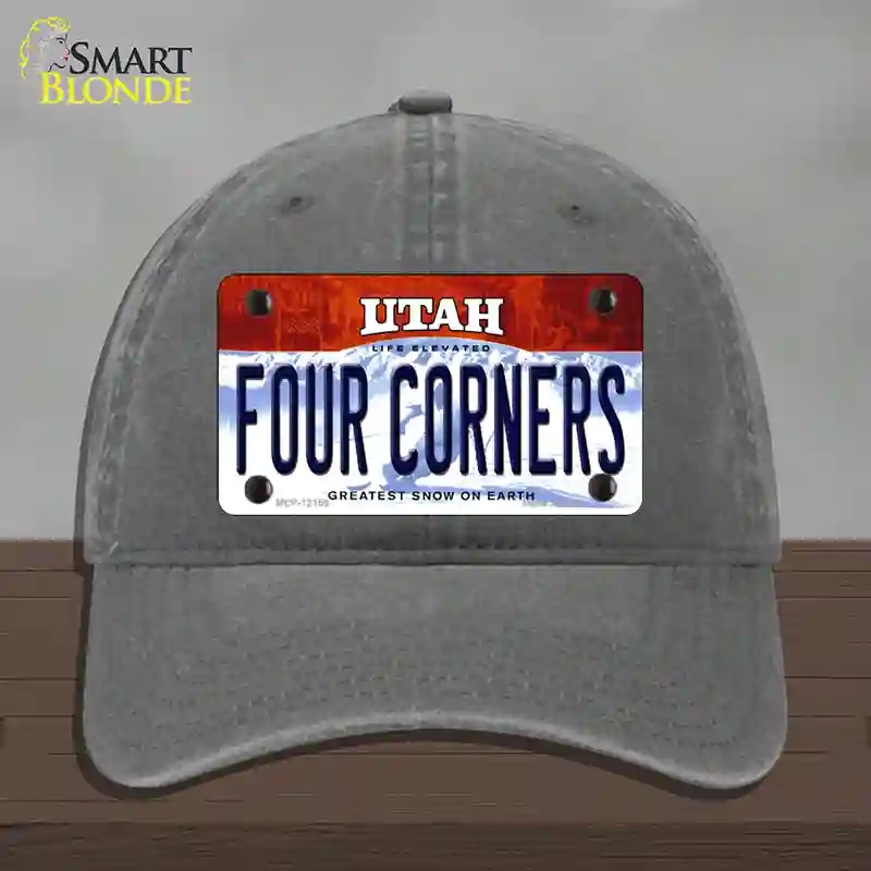 HAT08-MLP-12159 Utah Four Corners Novelty License Plate Hat, Unconstructed Cotton - Charcoal