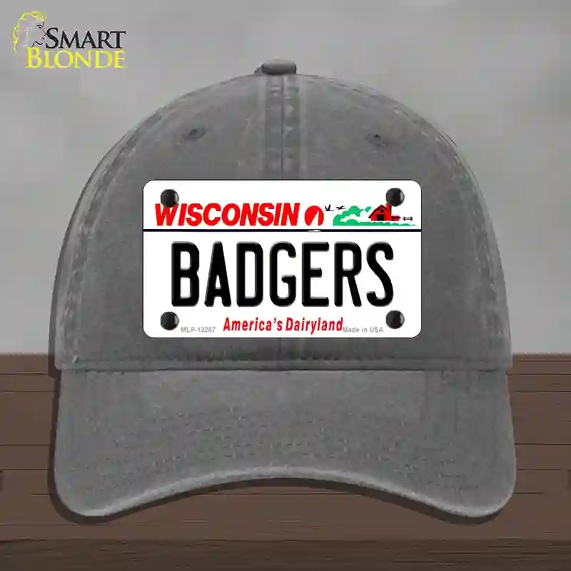 HAT08-MLP-12207 decalrs Wisconsin Novelty License Plate Hat, Unconstructed Cotton - Charcoal