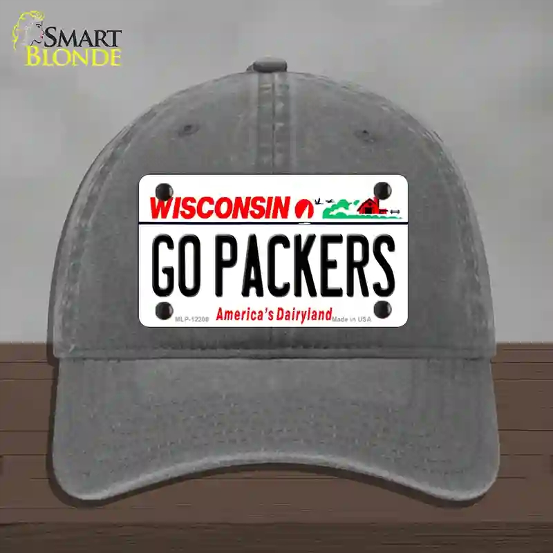 HAT08-MLP-12208 Go Packers Wisconsin Novelty License Plate Hat, Unconstructed Cotton - Charcoal