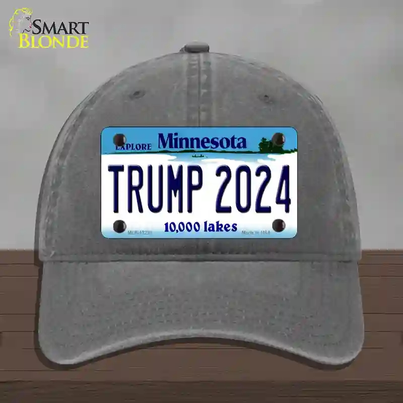 HAT08-MLP-12238 Trump 2024 Minnesota Novelty License Plate Hat, Unconstructed Cotton - Charcoal