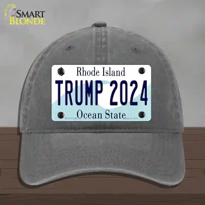 HAT08-MLP-12252 Trump 2024 Rhode Island Novelty License Plate Hat, Unconstructed Cotton - Charcoal