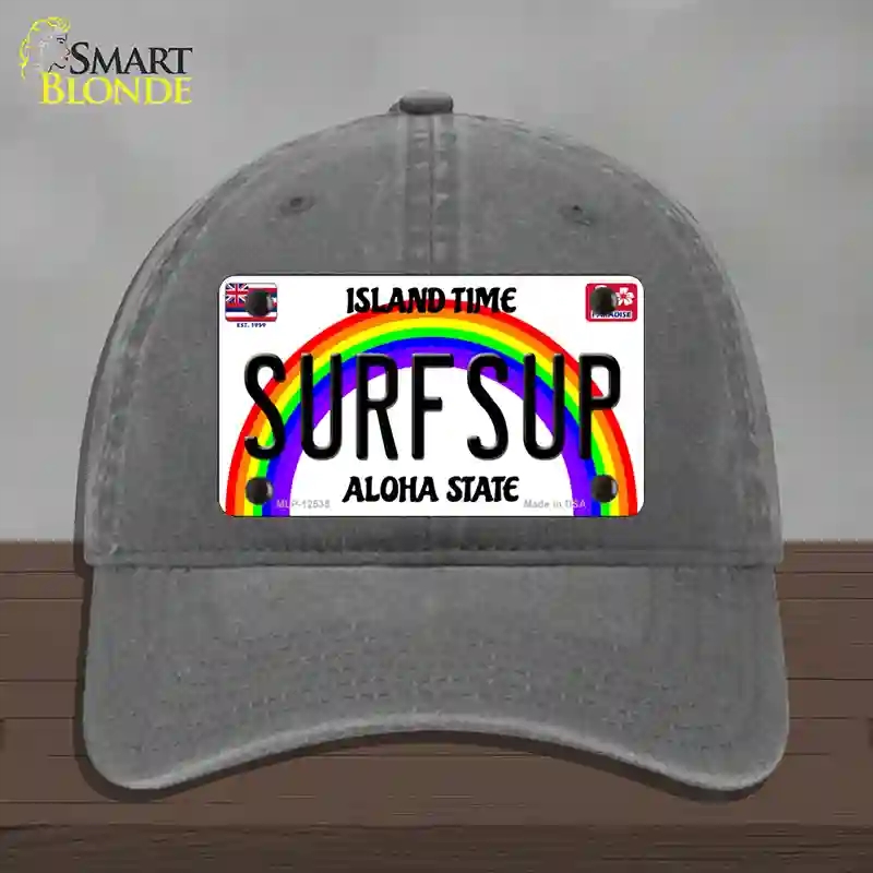 HAT08-MLP-12535 Surfsup Hawaii Novelty License Plate Hat, Unconstructed Cotton - Charcoal
