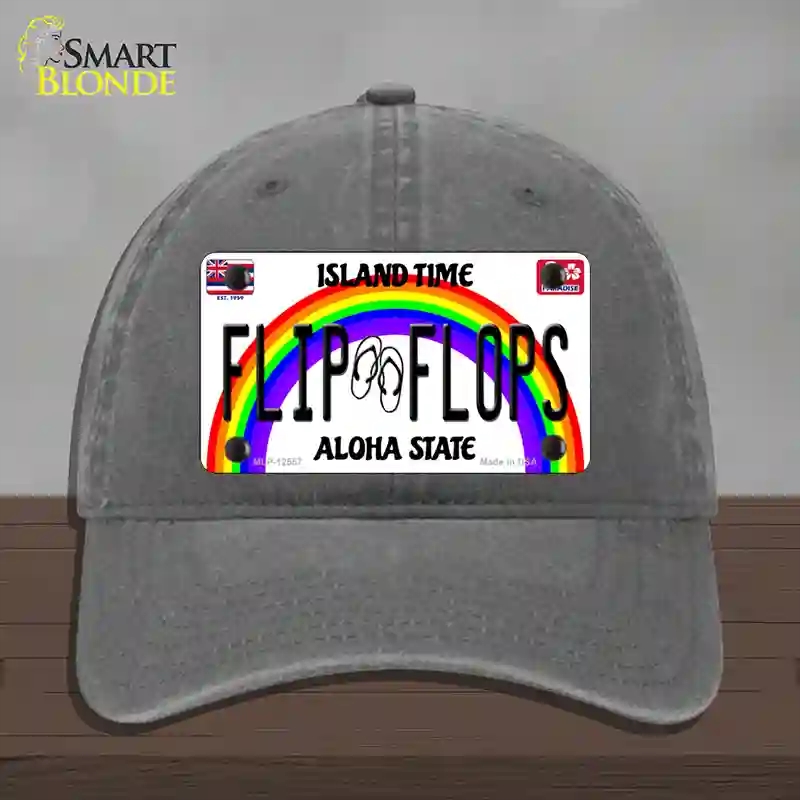 HAT08-MLP-12557 Flip Flops Hawaii Novelty License Plate Hat, Unconstructed Cotton - Charcoal