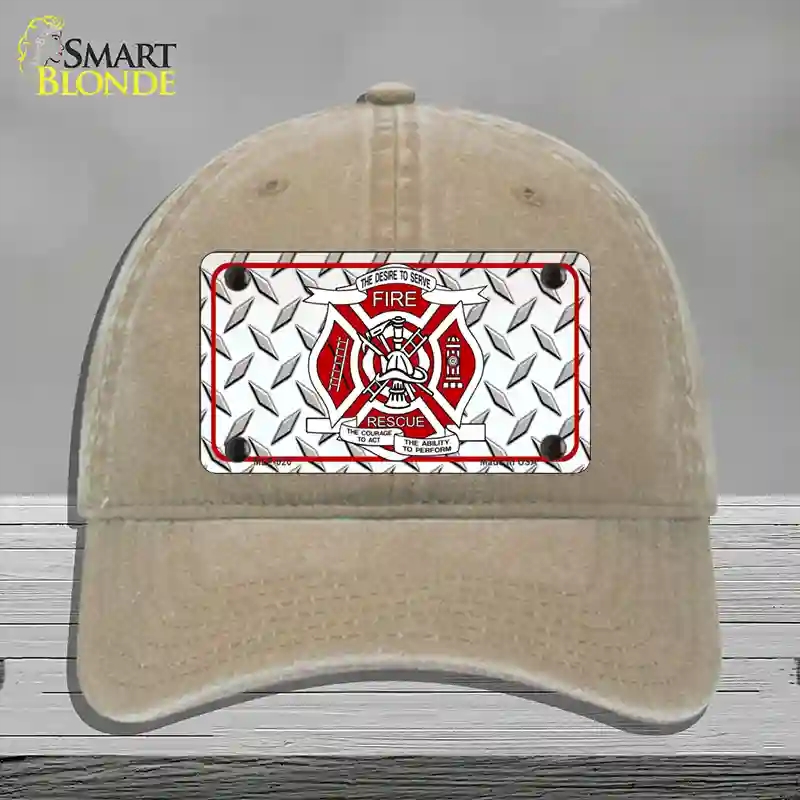 HAT09-MLP-020 Fire Fighter Rescue Novelty License Plate Hat, Unconstructed Cotton - Khaki