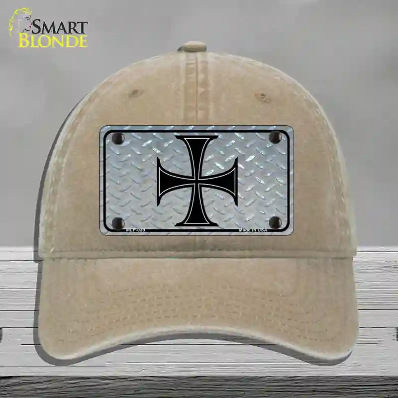 HAT09-MLP-039 Maltese Cross Novelty License Plate Hat, Unconstructed Cotton - Khaki