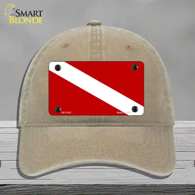 HAT09-MLP-082 Diving Flag Novelty License Plate Hat, Unconstructed Cotton - Khaki