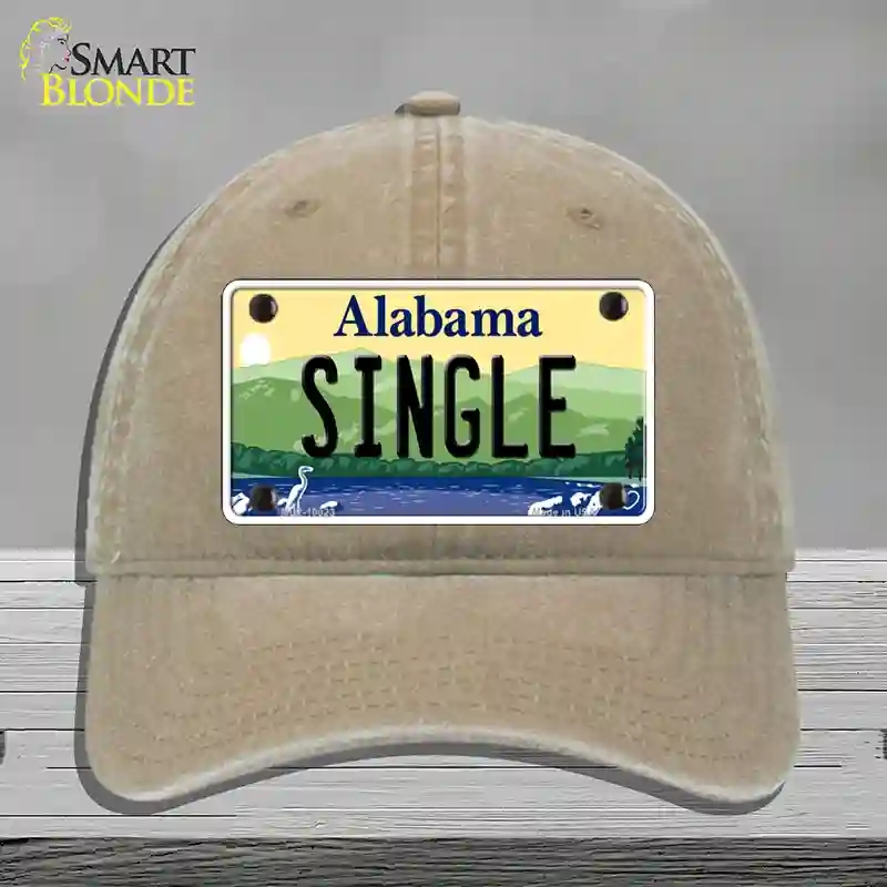 HAT09-MLP-10023 Single Alabama Novelty License Plate Hat, Unconstructed Cotton - Khaki