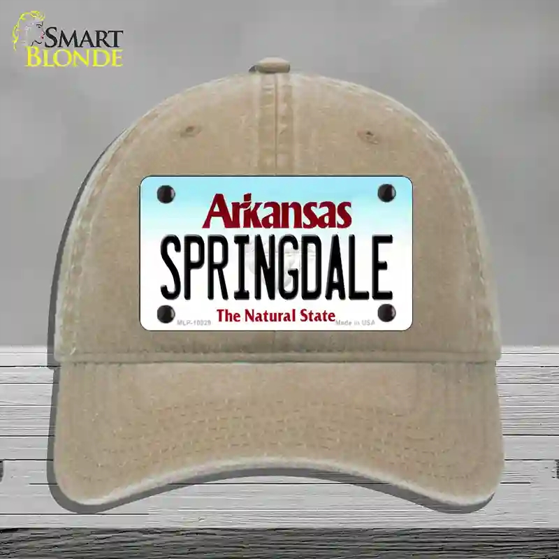 HAT09-MLP-10029 Springdale Arkansas Novelty License Plate Hat, Unconstructed Cotton - Khaki