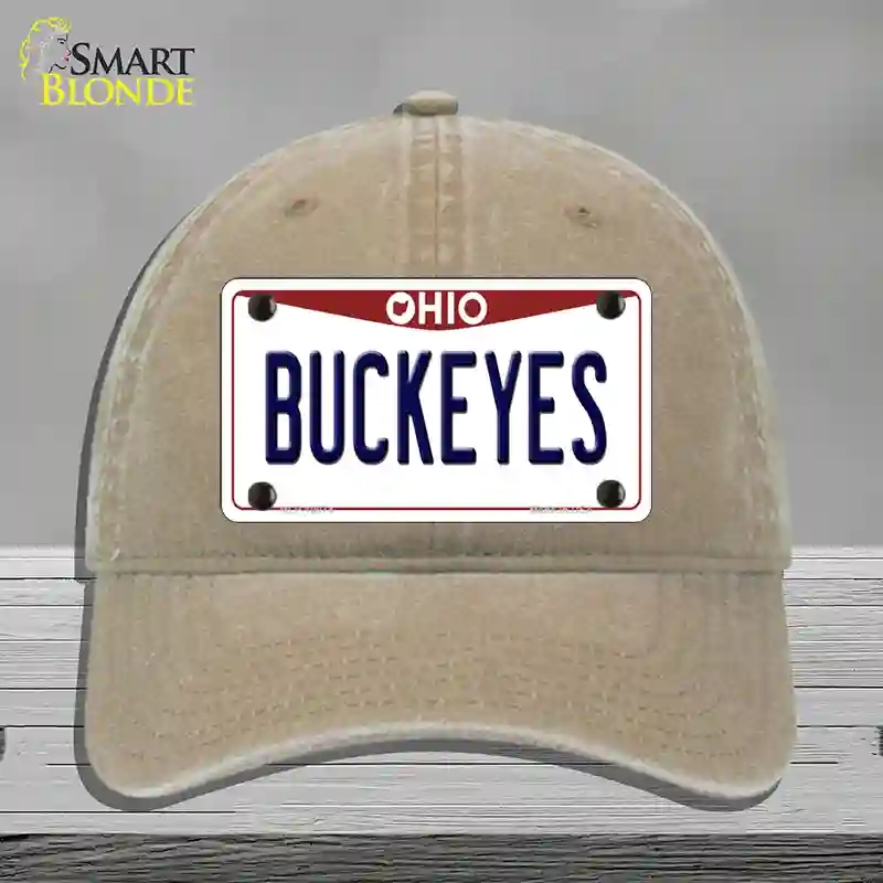 HAT09-MLP-10074 Buckeyes Ohio Novelty License Plate Hat, Unconstructed Cotton - Khaki