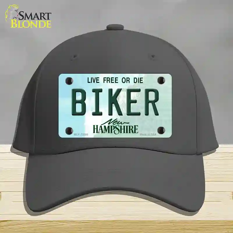 HAT04-MLP-12080 Biker   Hampshire State Novelty License Plate Hat, Cotton - Charcoal