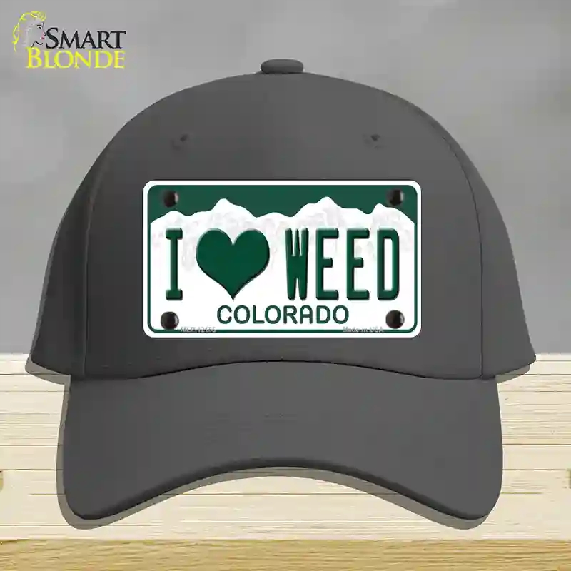 HAT04-MLP-12156 I Love Weed Colorado Novelty License Plate Hat, Cotton - Charcoal
