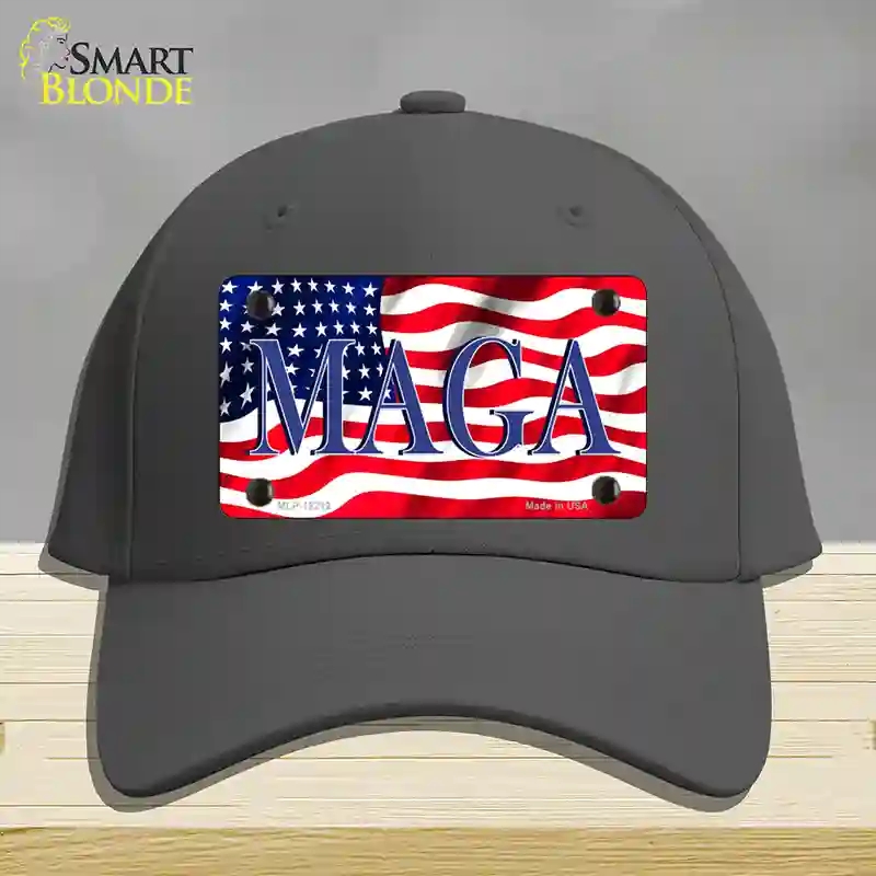 HAT04-MLP-12212 MAGA Flag Novelty License Plate Hat, Cotton - Charcoal