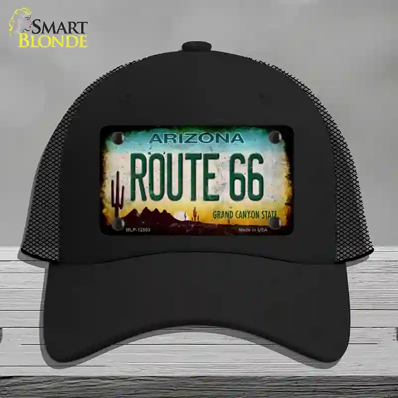HAT01-MLP-12503 Route 66 Arizona Rusty Novelty License Plate Hat, Mesh - Black