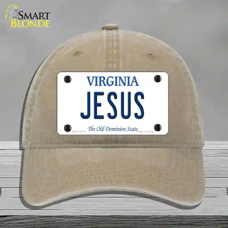 HAT09-MLP-10128 Jesus Virginia Novelty License Plate Hat, Unconstructed Cotton - Khaki