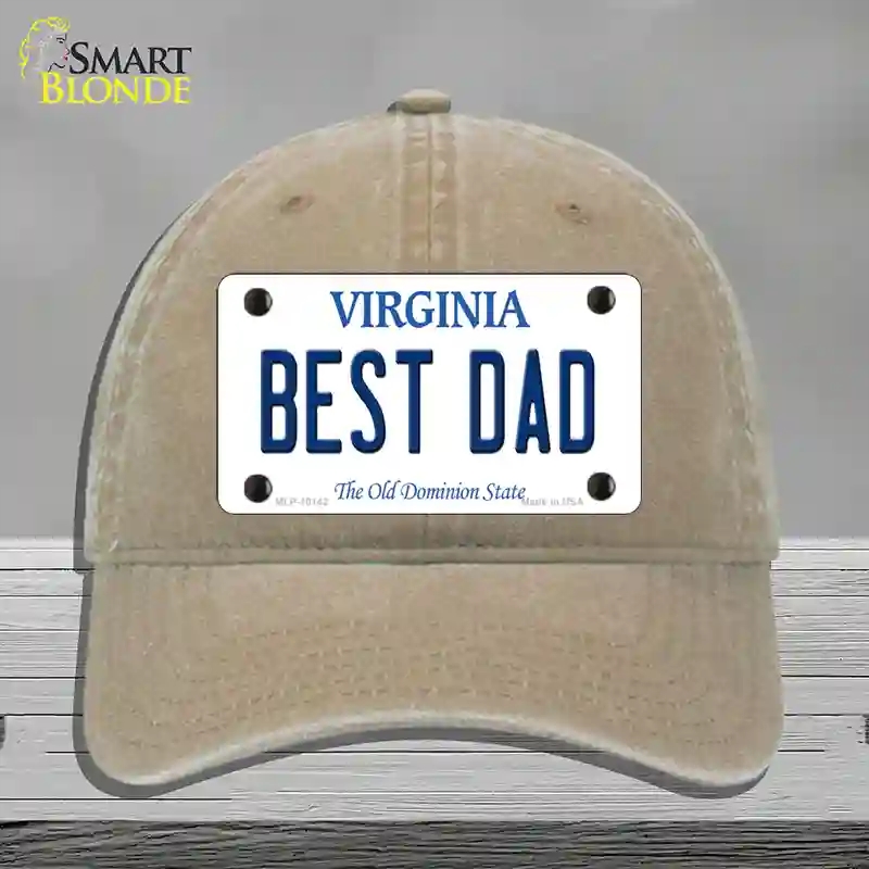HAT09-MLP-10142 Best Dad Virginia Novelty License Plate Hat, Unconstructed Cotton - Khaki