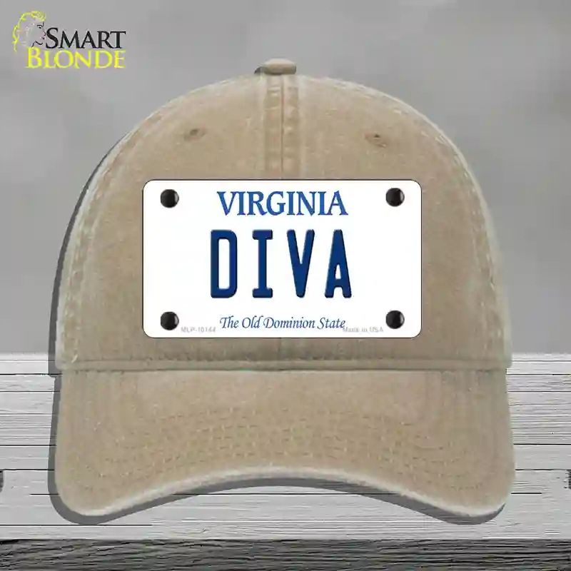 HAT09-MLP-10144 Diva Virginia Novelty License Plate Hat, Unconstructed Cotton - Khaki