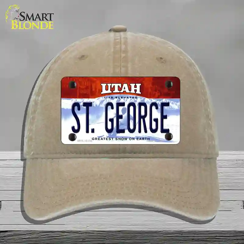 HAT09-MLP-10190 St George Utah Novelty License Plate Hat, Unconstructed Cotton - Khaki