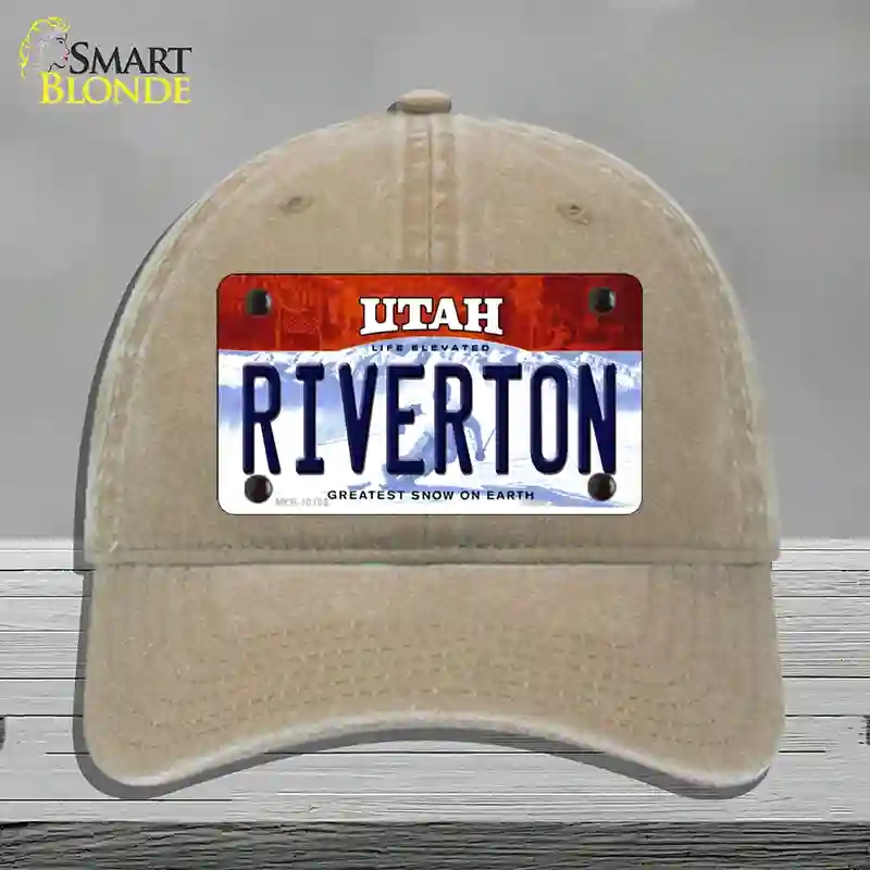 HAT09-MLP-10195 Riverton Utah Novelty License Plate Hat, Unconstructed Cotton - Khaki