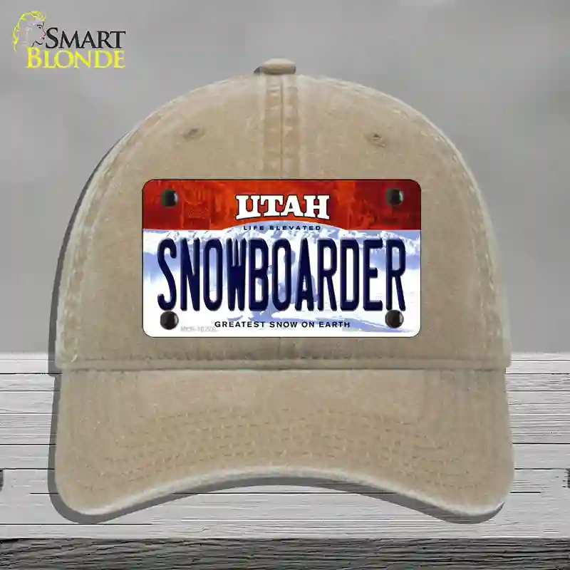 HAT09-MLP-10226 Snowboarder Utah Novelty License Plate Hat, Unconstructed Cotton - Khaki